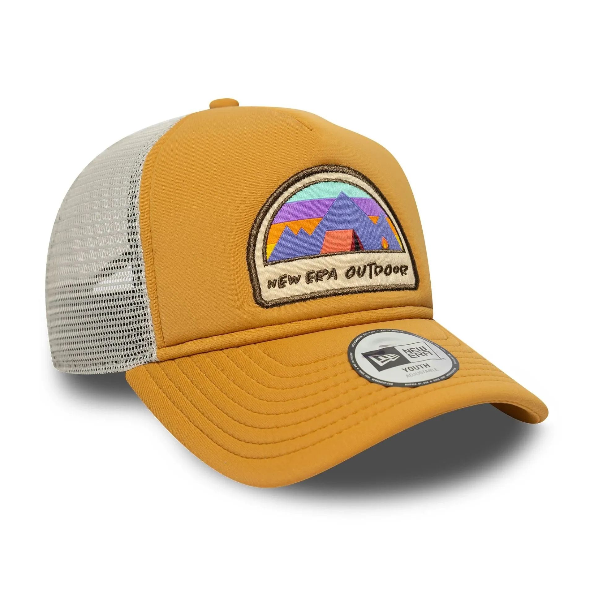 Youth New Era Adventurer Patch Yellow 9FORTY A-Frame Trucker Adjustable Cap Billy J