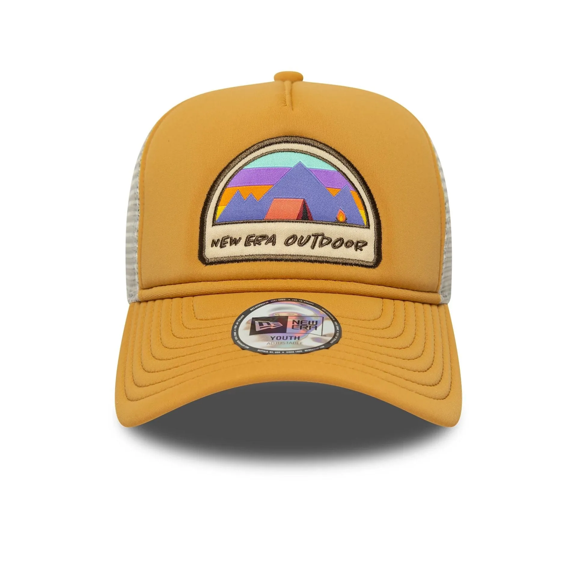 Youth New Era Adventurer Patch Yellow 9FORTY A-Frame Trucker Adjustable Cap Billy J
