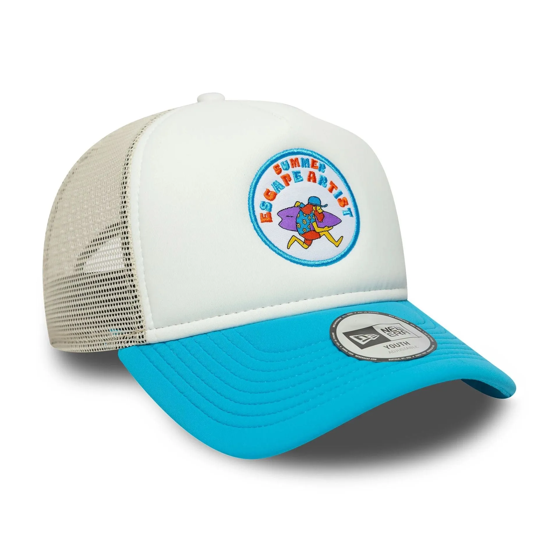 Youth New Era Patch White 9FORTY A-Frame Trucker Adjustable Cap Billy J