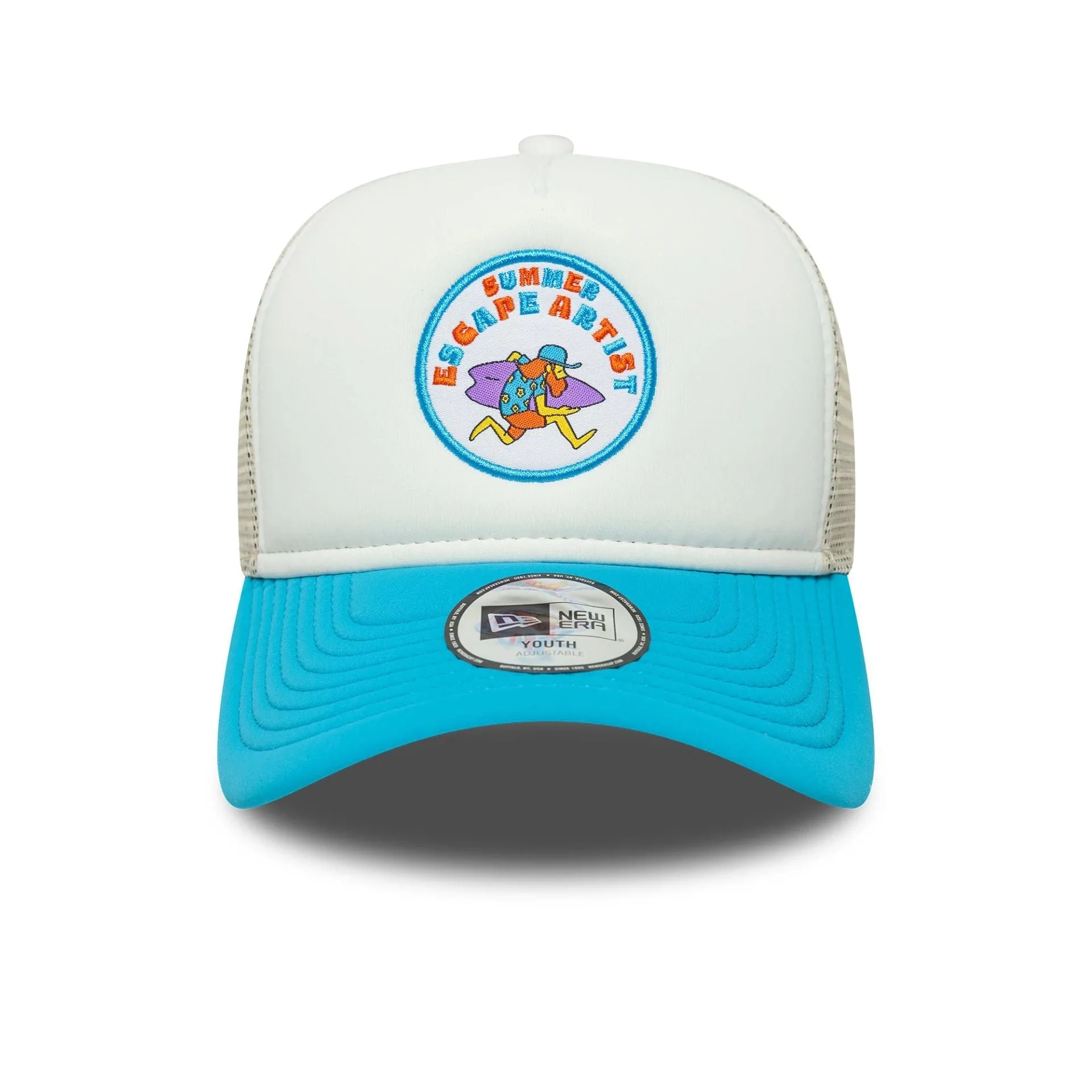 Youth New Era Patch White 9FORTY A-Frame Trucker Adjustable Cap Billy J